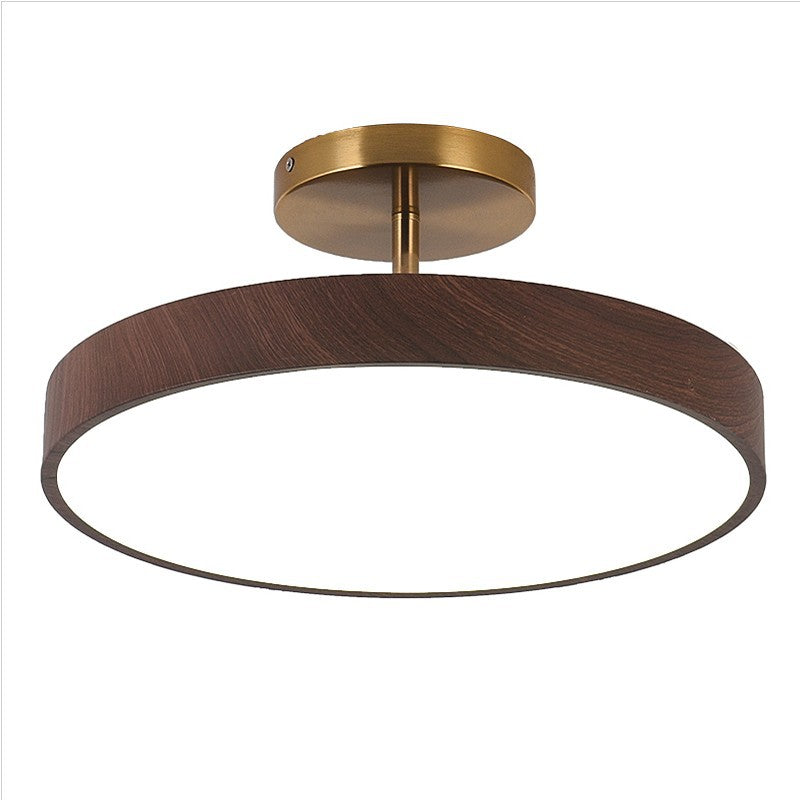Japanese Minimalist Round Wood LED Ceiling Light and Semi Flush Mount