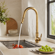 Sleek Antique Bronze Pull-Out Kitchen Faucet – Touch Control