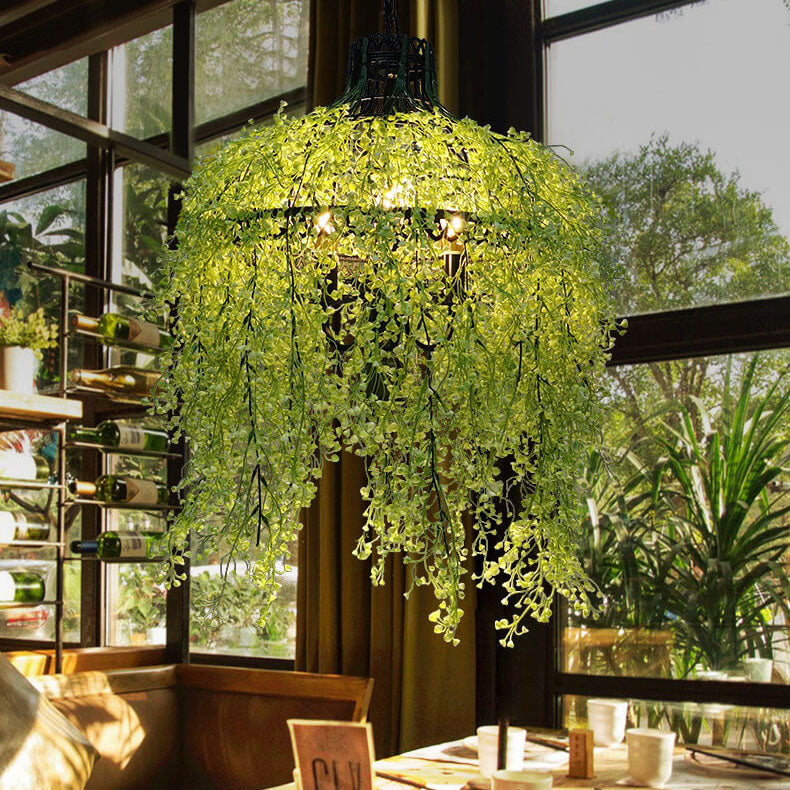 Modern Hanging Plant Chandelier and Pendant Light with Greenery Design