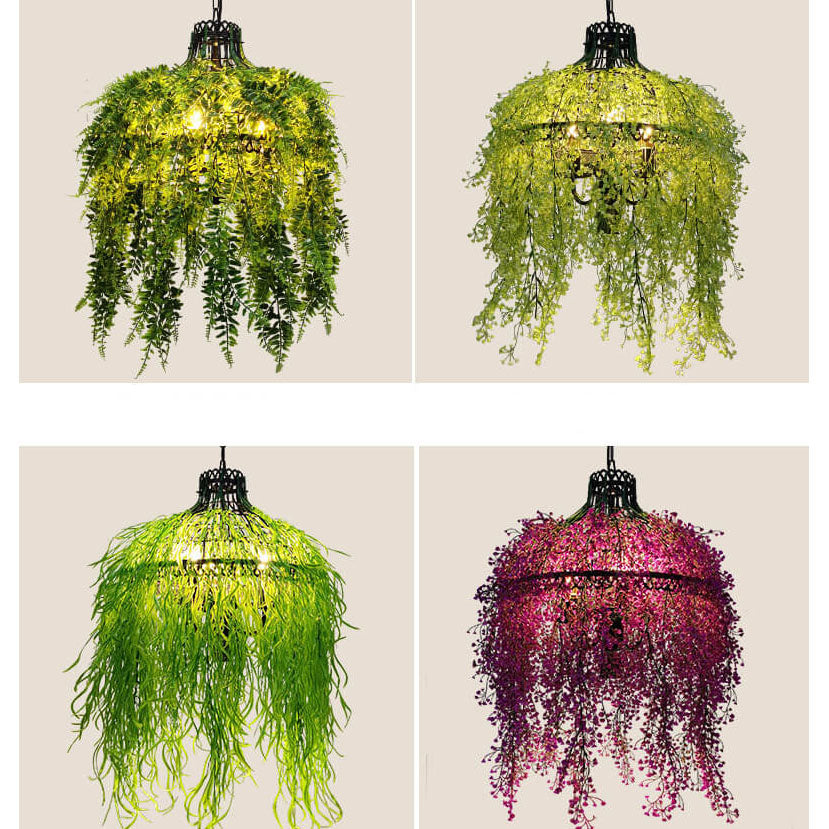 Modern Hanging Plant Chandelier and Pendant Light with Greenery Design