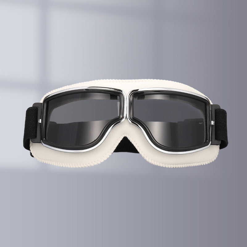 Vintage Motorcycle Goggles with Retro Leather Padding for Riding