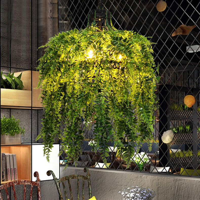 Modern Hanging Plant Chandelier and Pendant Light with Greenery Design