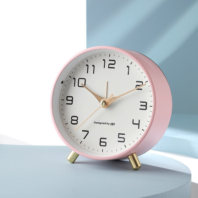 Modern Scandinavian Metal and Glass Table Clock with Silent Movement