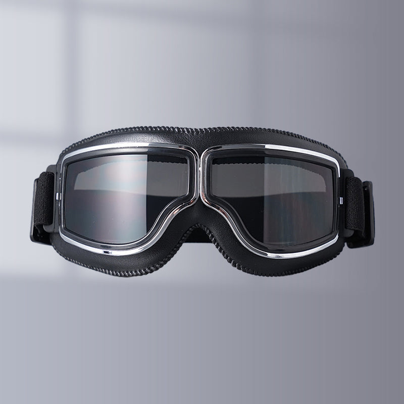 Vintage Motorcycle Goggles with Retro Leather Padding for Riding