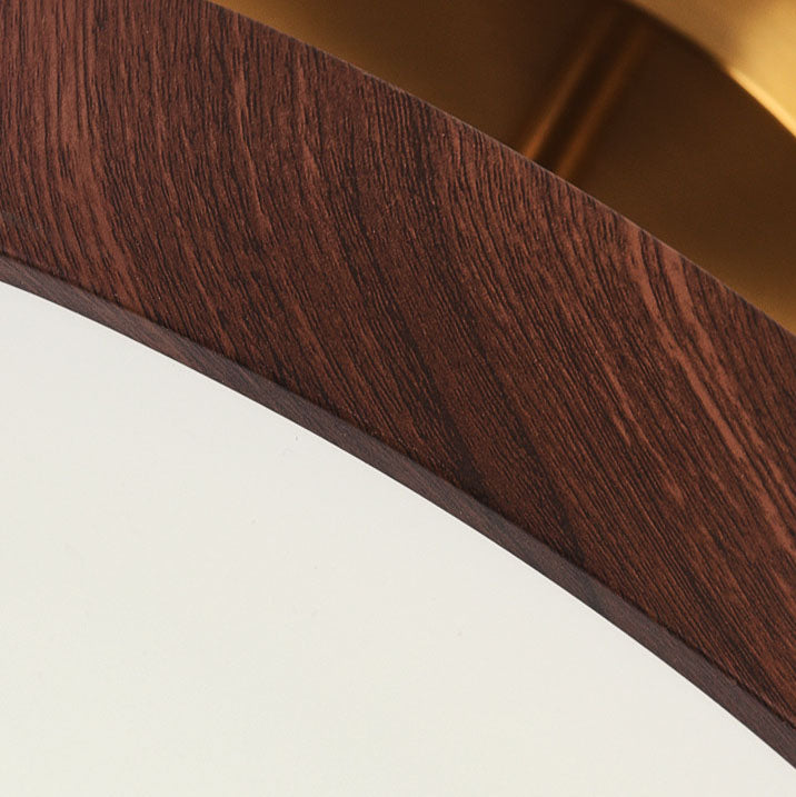 Japanese Minimalist Round Wood LED Ceiling Light and Semi Flush Mount