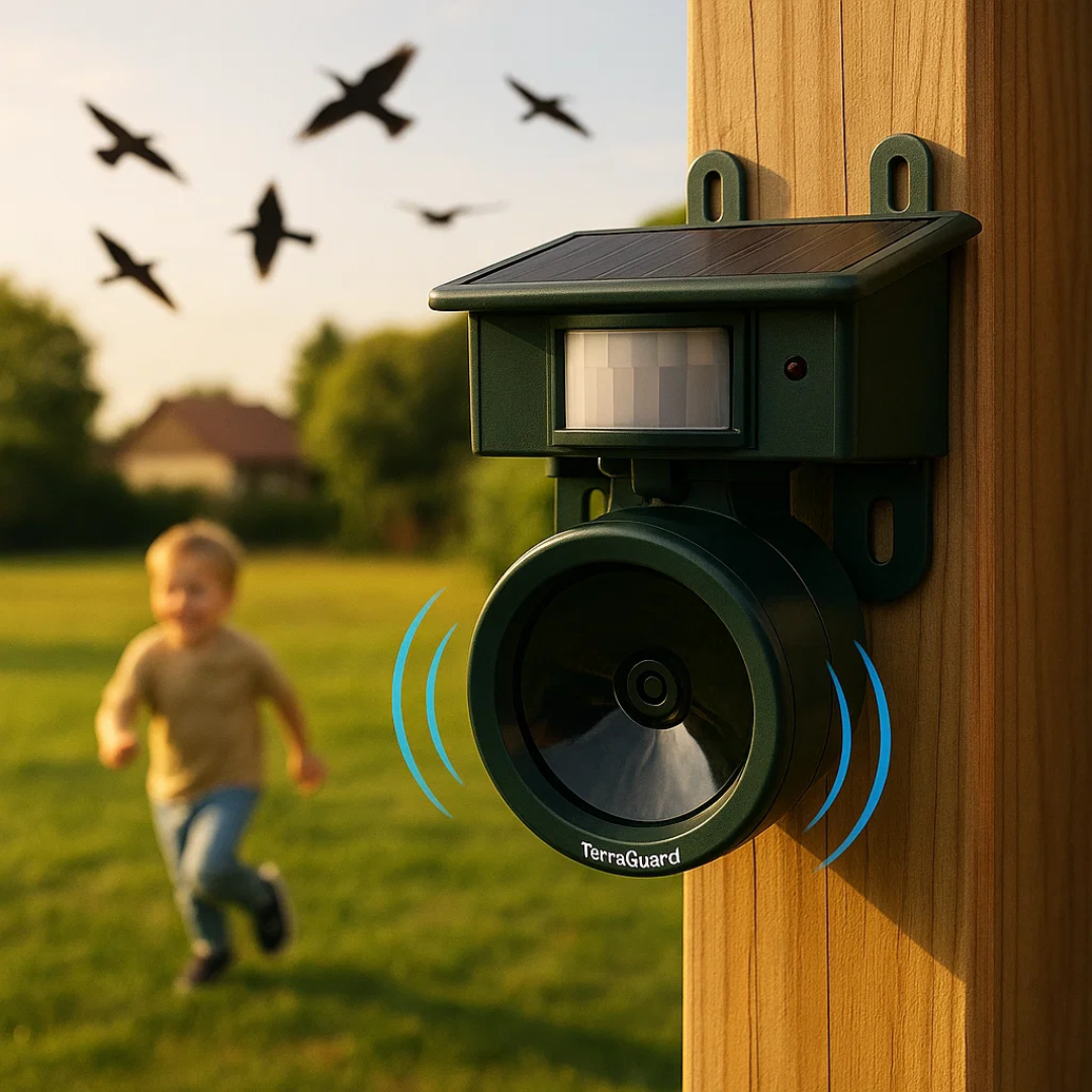 Solar Bird Repeller with Motion Sensor and Sound Deterrent