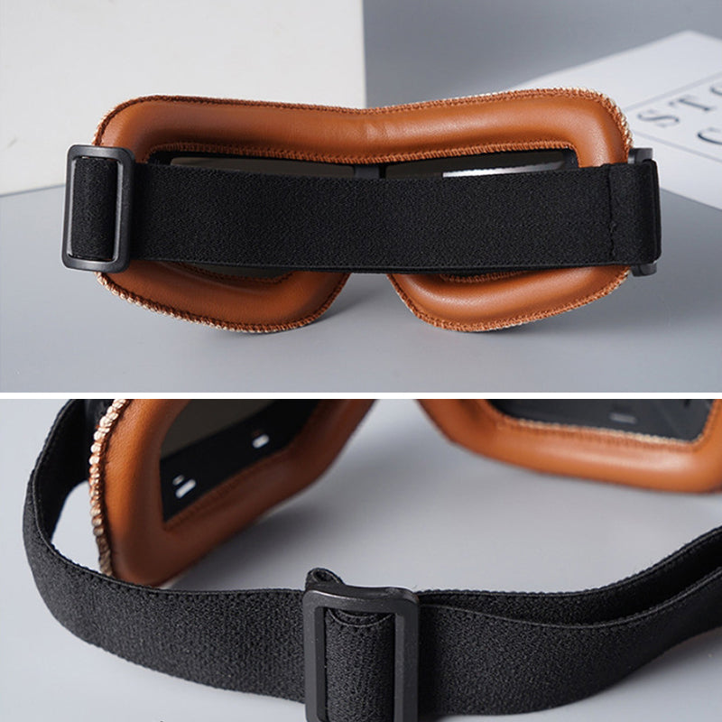 Vintage Motorcycle Goggles with Retro Leather Padding for Riding