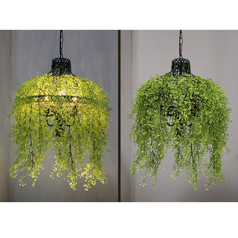 Modern Hanging Plant Chandelier and Pendant Light with Greenery Design