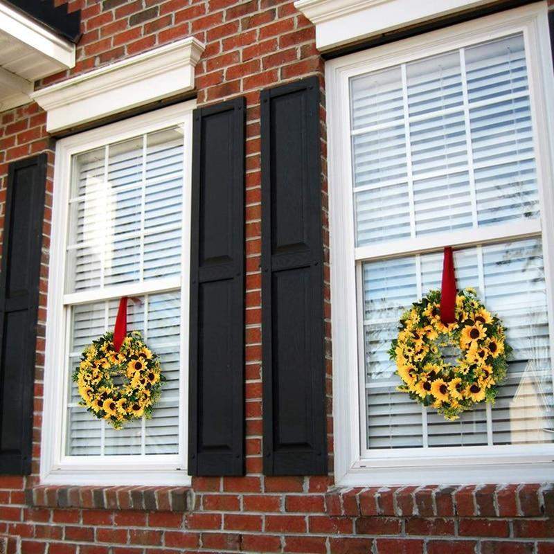 Artificial Gold Sunflower Wreath | Front Door Decor & Wall Garland (16'')