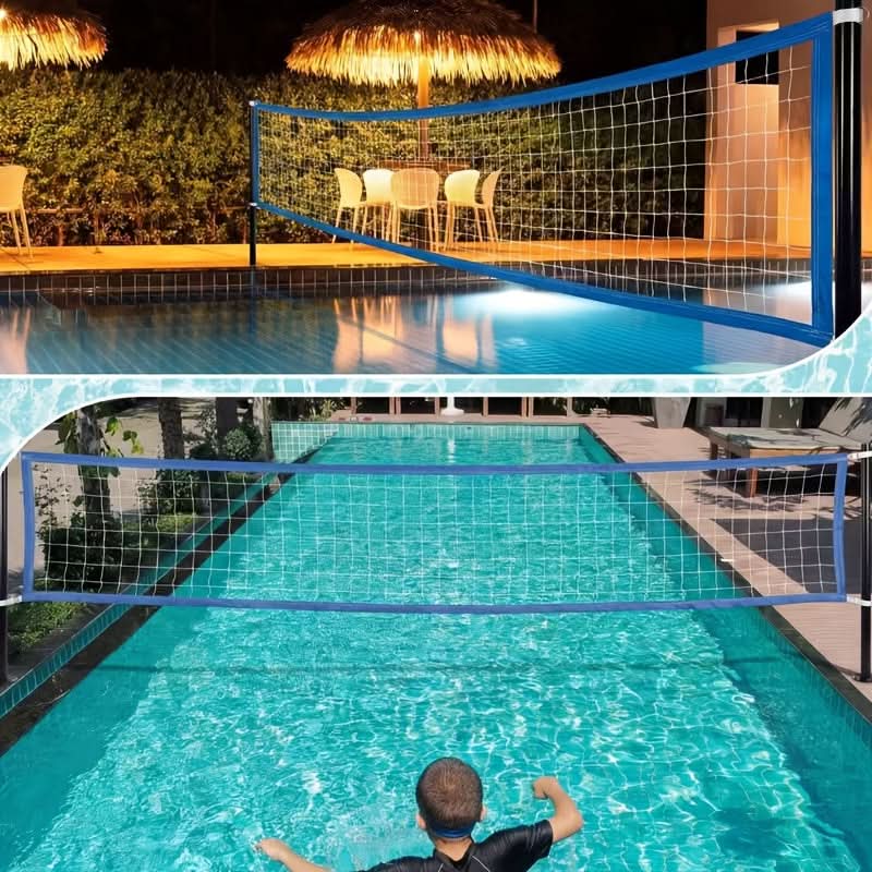 Pool volleyball net setup view