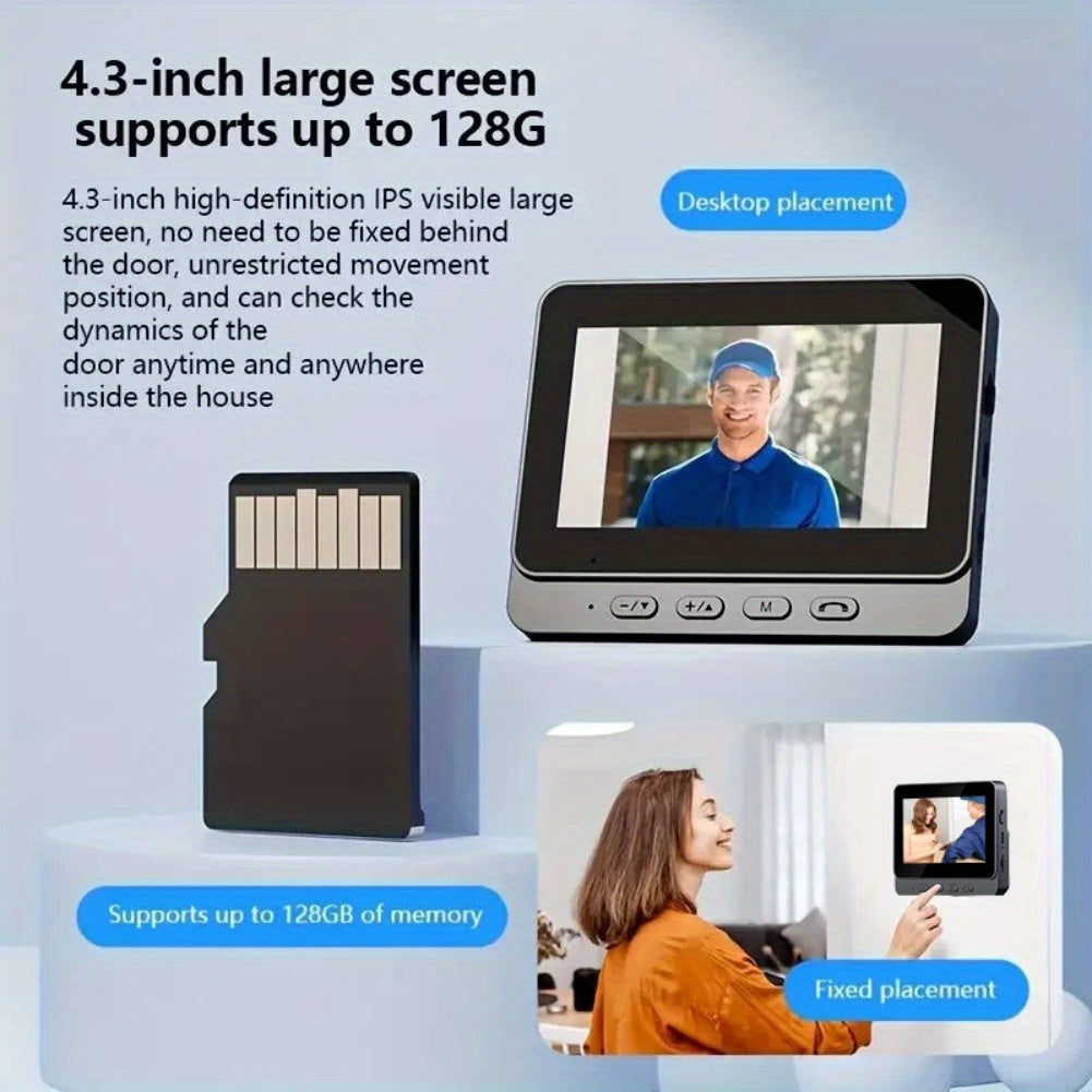 Wireless Video Doorbell with 4.3 Inch Indoor Screen and HD Camera