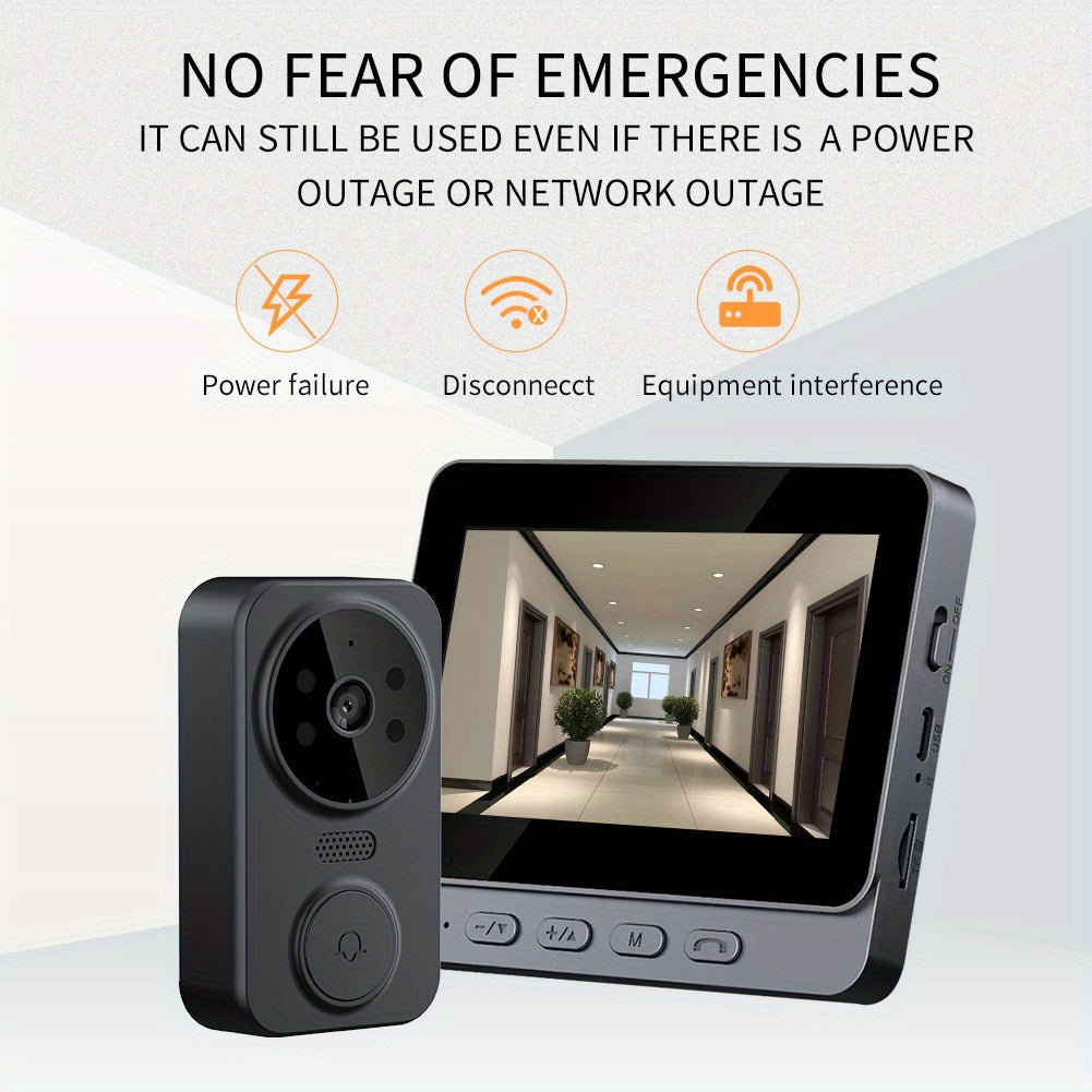 Wireless Video Doorbell with 4.3 Inch Indoor Screen and HD Camera