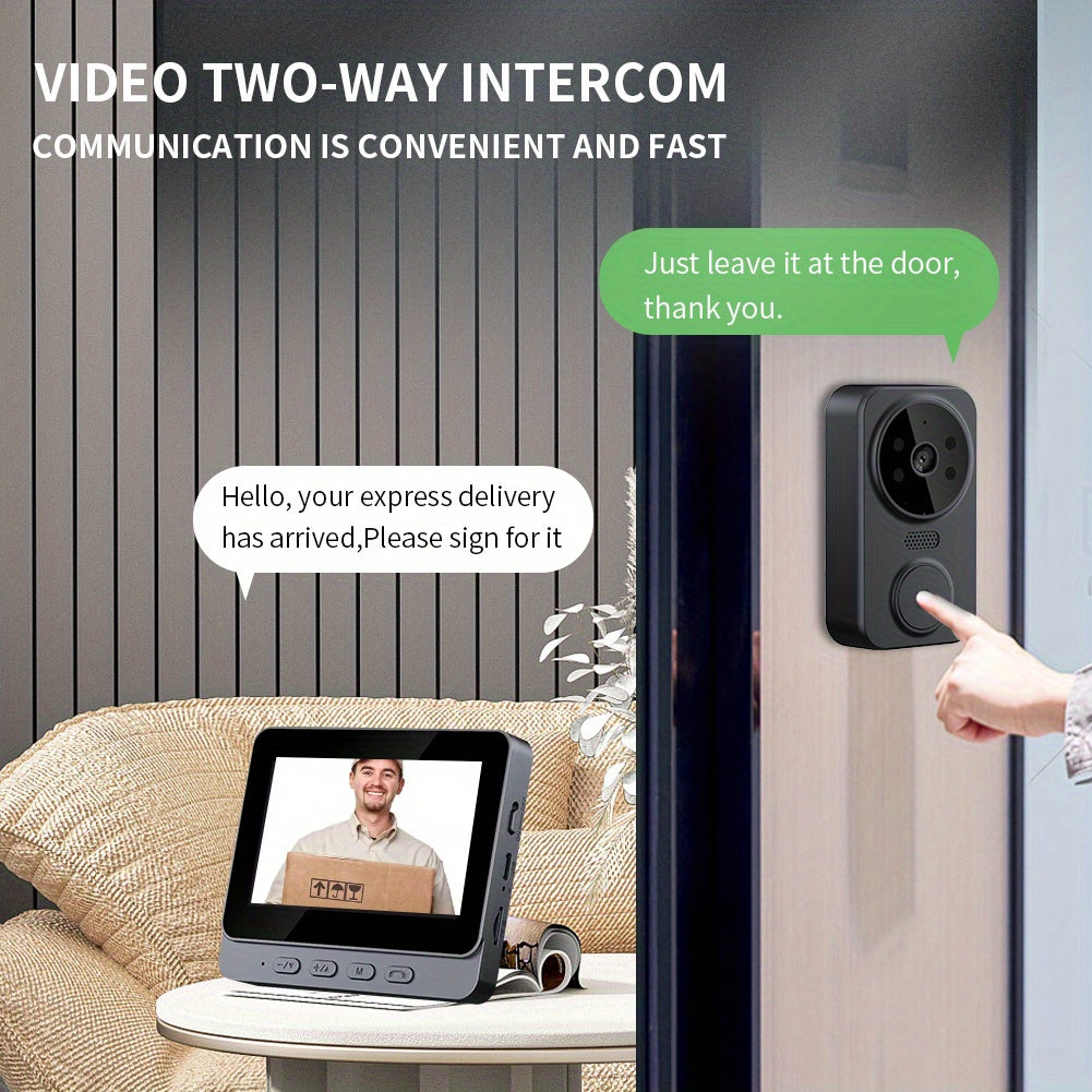 Wireless Video Doorbell with 4.3 Inch Indoor Screen and HD Camera