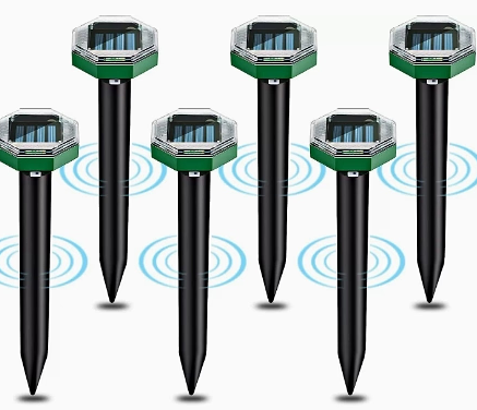 Ultrasonic Mole & Gopher Repellent 4-Pack – Chemical-Free Sonic Pest Deterrent Stakes for Lawn & Garden