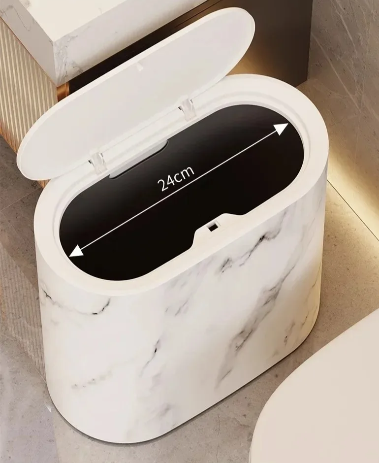 Luxury Marble Design Trash Can | Nordic Modern Wastebasket for Bathroom