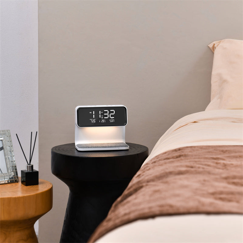 3-in-1 Bedside Lamp with Wireless Charger & LED Alarm Clock – Touch Dimmable Nightstand Light