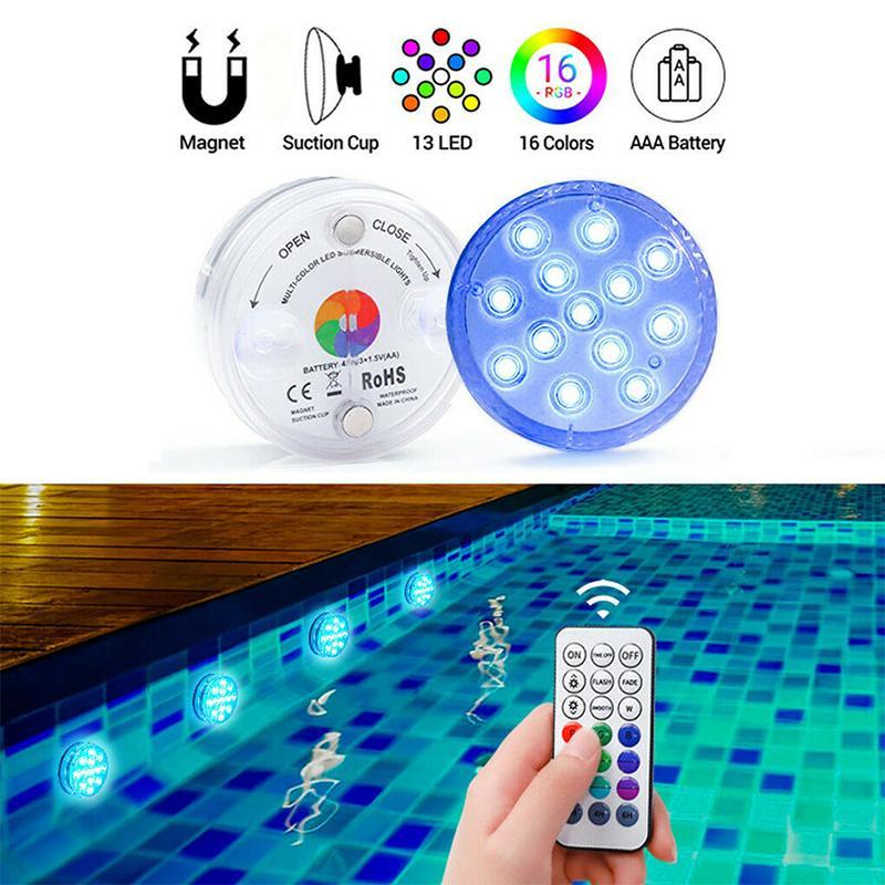 Submersible LED Pool Light | Magnetic Underwater Remote Control Lamp