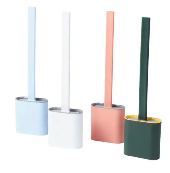 Hygienic Silicone Toilet Brush Set – Flexible Scratch-Free Deep-Cleaning Brush with Quick-Dry Holder