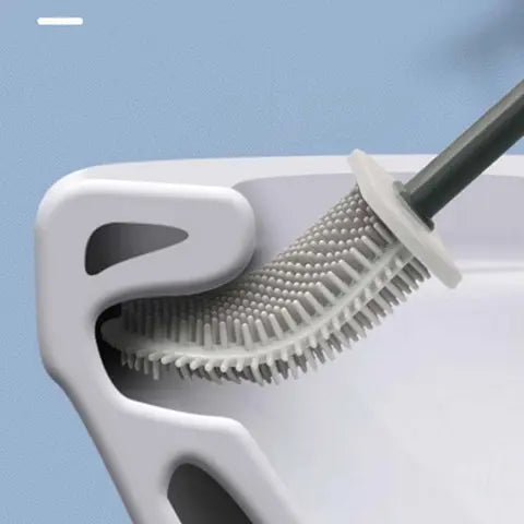 Hygienic Silicone Toilet Brush Set – Flexible Scratch-Free Deep-Cleaning Brush with Quick-Dry Holder