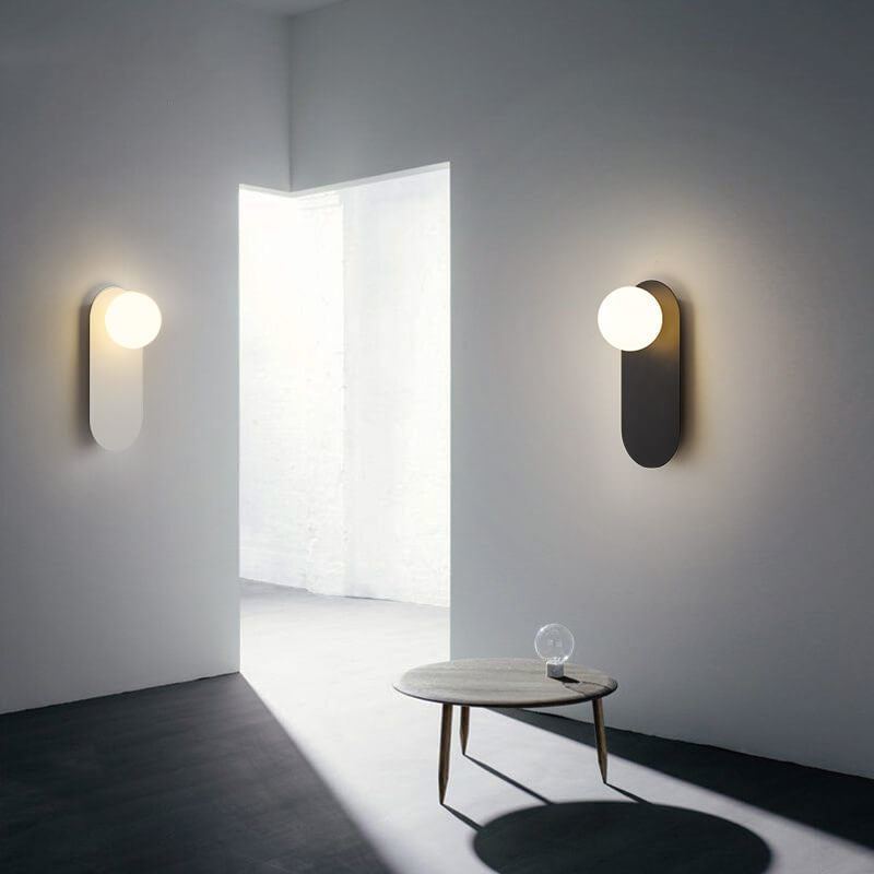 Nordic Minimalist Globe Wall Sconce with Decorative Oval Backplate