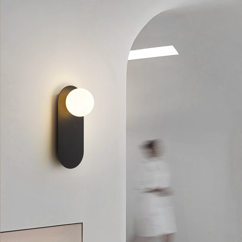 Nordic Minimalist Globe Wall Sconce with Decorative Oval Backplate