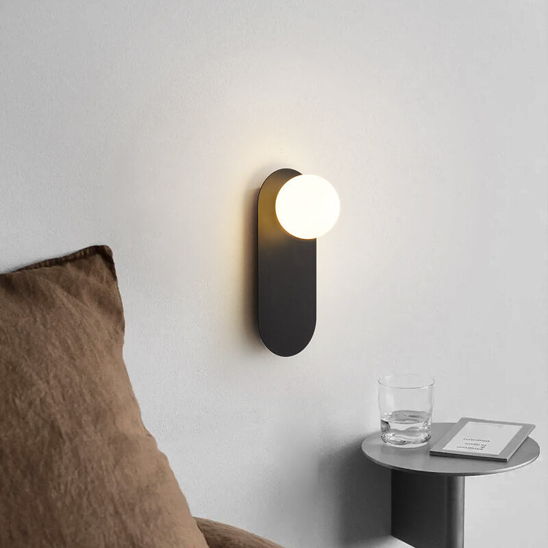 Nordic Minimalist Globe Wall Sconce with Decorative Oval Backplate
