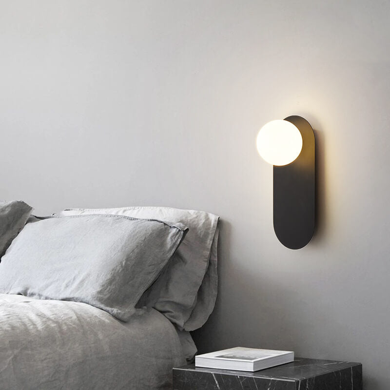 Nordic Minimalist Globe Wall Sconce with Decorative Oval Backplate