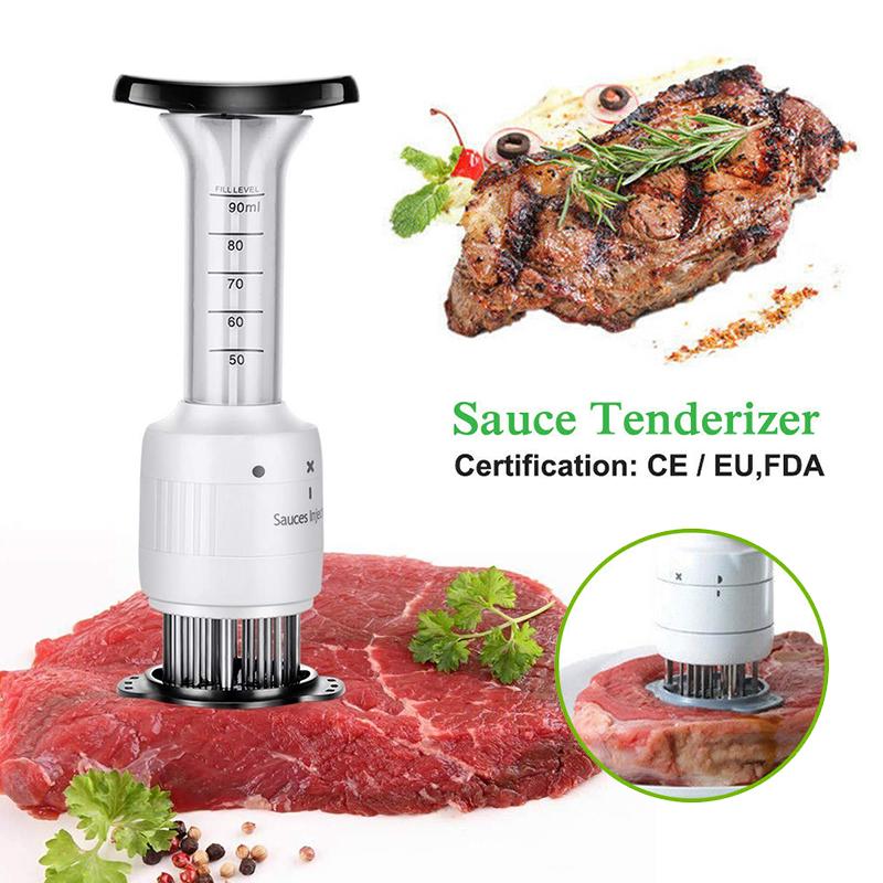 Stainless Steel Marinade Meat Injector – Flavor Syringe Kit with Needles for BBQ, Turkey & Brisket