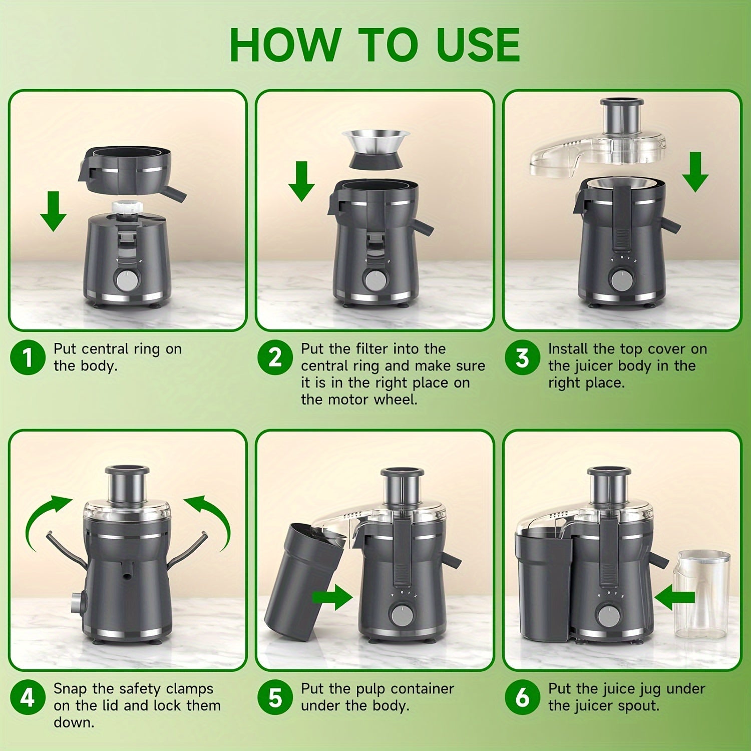 Wide Mouth Stainless Steel Juicer for Fruits and Vegetables 500W