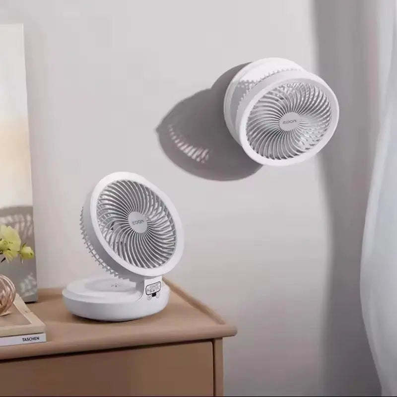 2-in-1 Wall-Mounted & Table Fan – Quiet Space-Saving Cooling with Adjustable Angle for Home & Office