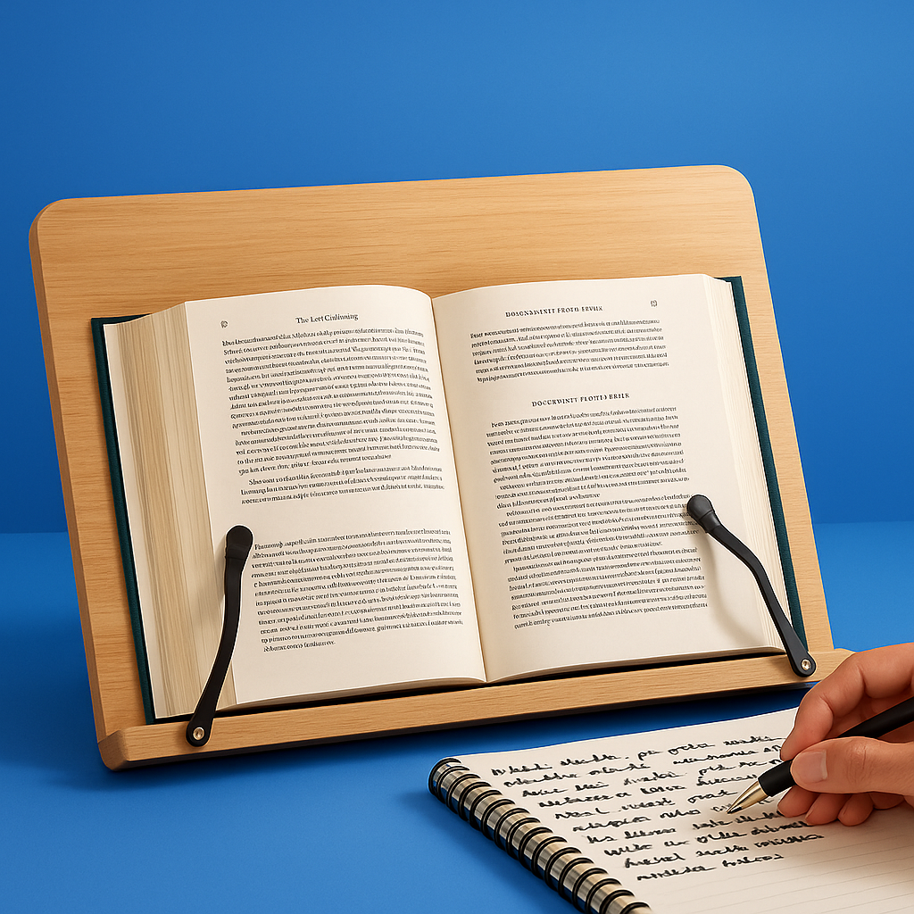 Adjustable Wooden Book Stand | Foldable Cookbook & Tablet Desk Holder