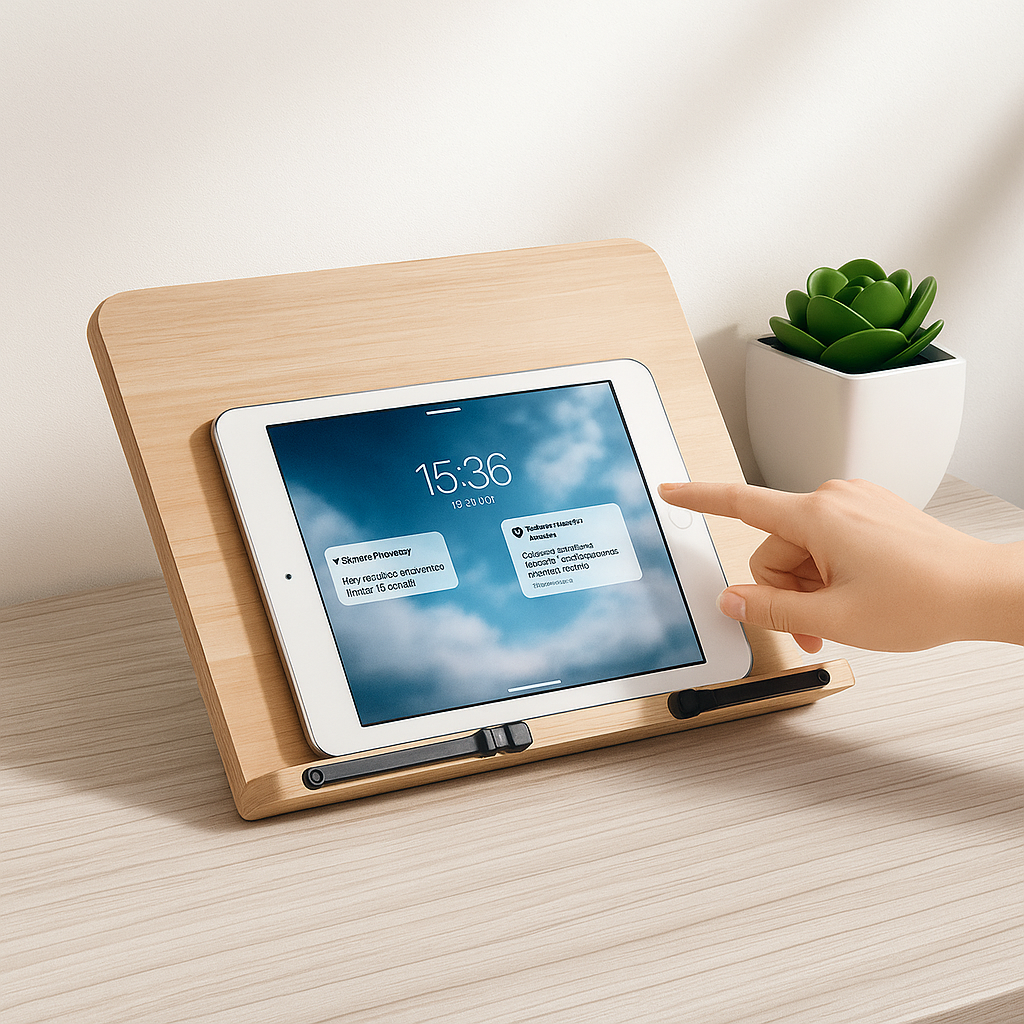 Adjustable Wooden Book Stand | Foldable Cookbook & Tablet Desk Holder