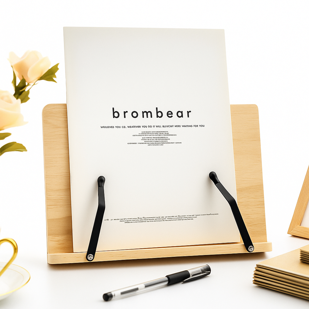 Adjustable Wooden Book Stand | Foldable Cookbook & Tablet Desk Holder
