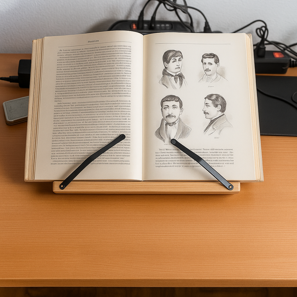 Adjustable Wooden Book Stand | Foldable Cookbook & Tablet Desk Holder