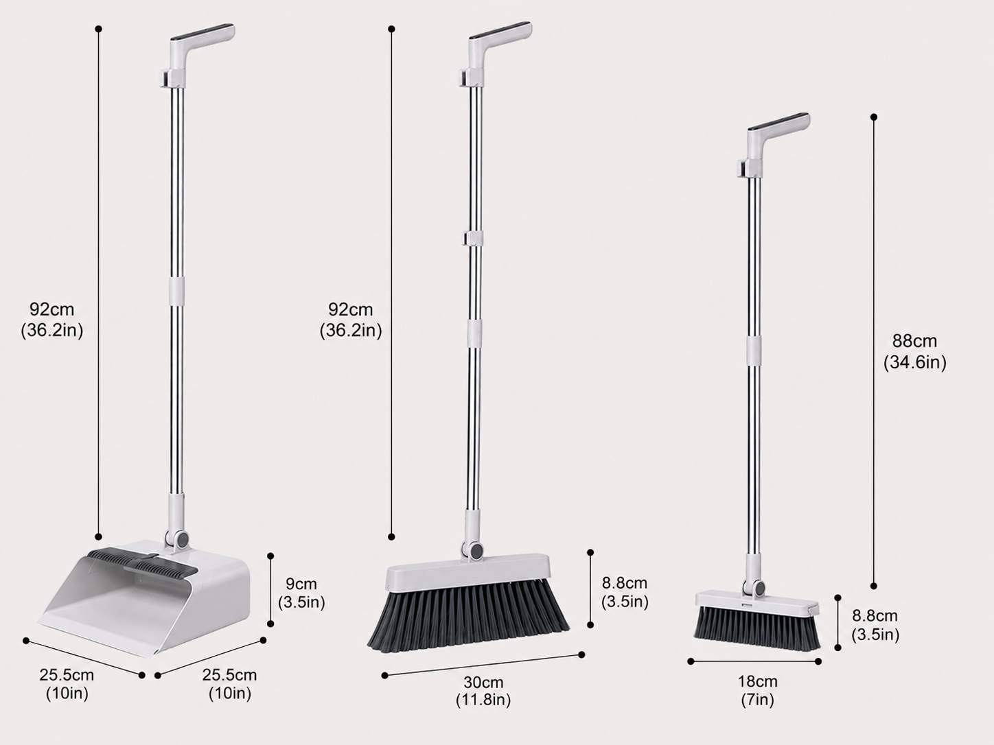 Multifunctional Broom & Dustpan Set – Self-Cleaning Standing Dustpan with Comb Teeth for Home & Kitchen