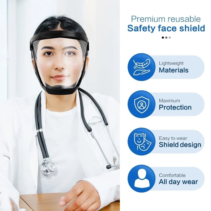 Large Transparent Face Shield for Full Facial Protection