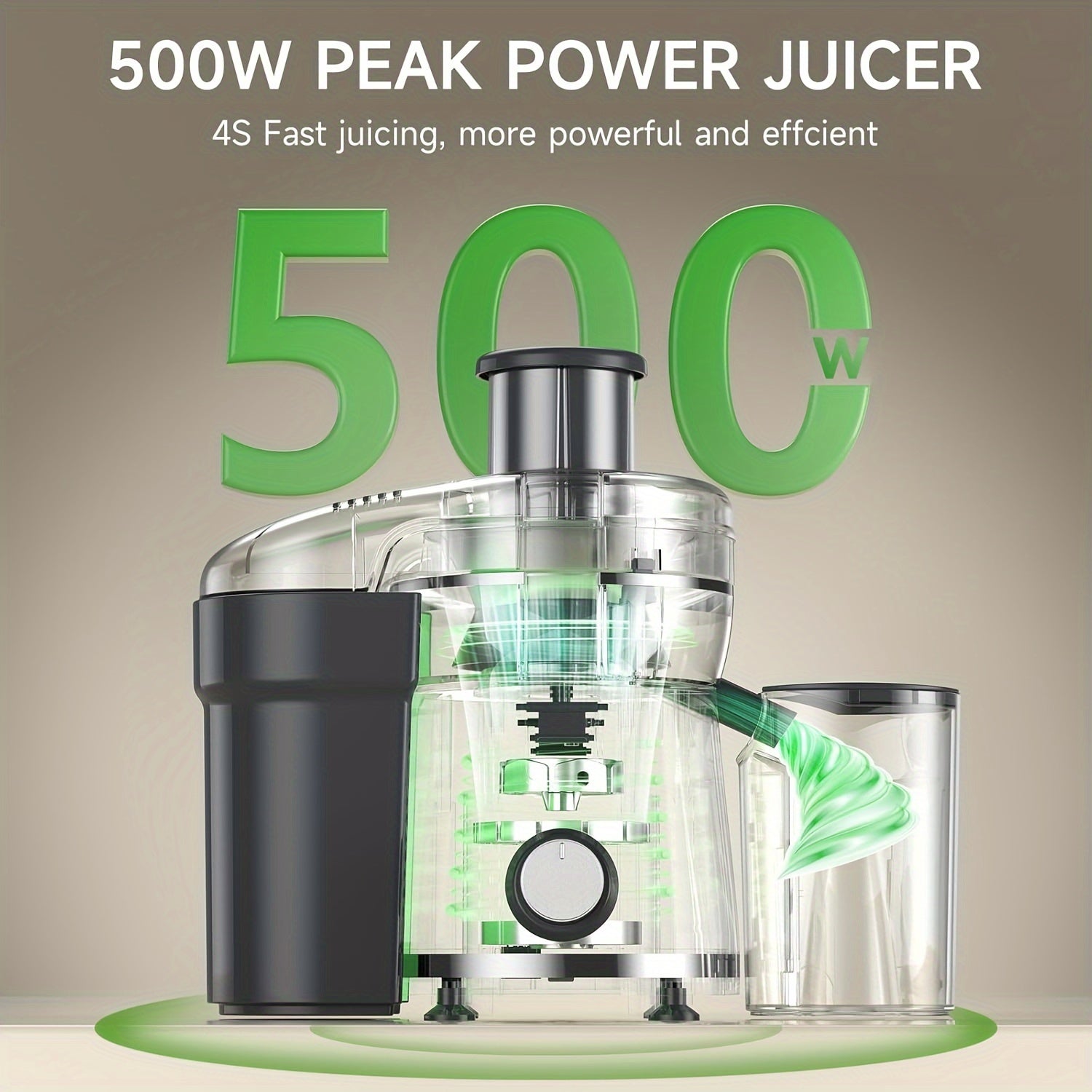 Wide Mouth Stainless Steel Juicer for Fruits and Vegetables 500W