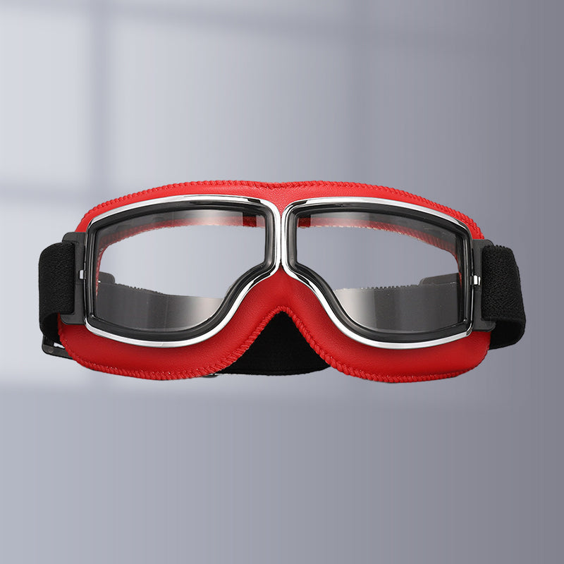Vintage Motorcycle Goggles with Retro Leather Padding for Riding