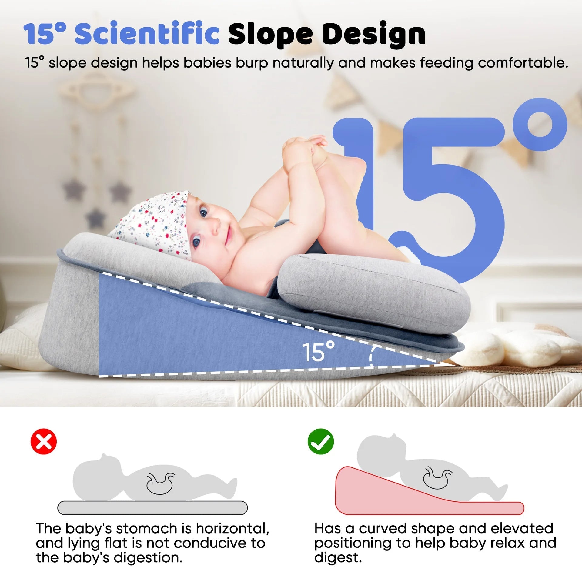 Anti-Reflux Baby Lounger | Inclined Newborn Wedge & Colic Relief