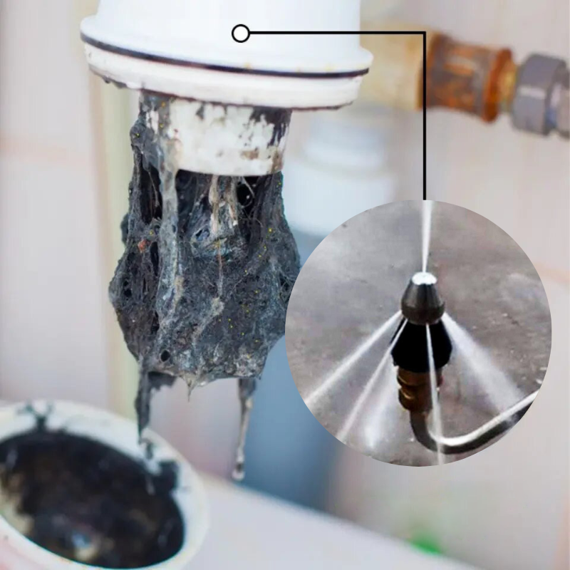 High-Pressure Drain Jetting Nozzle – Stainless Steel Sewer & Pipe Cleaning Sprayer Attachment