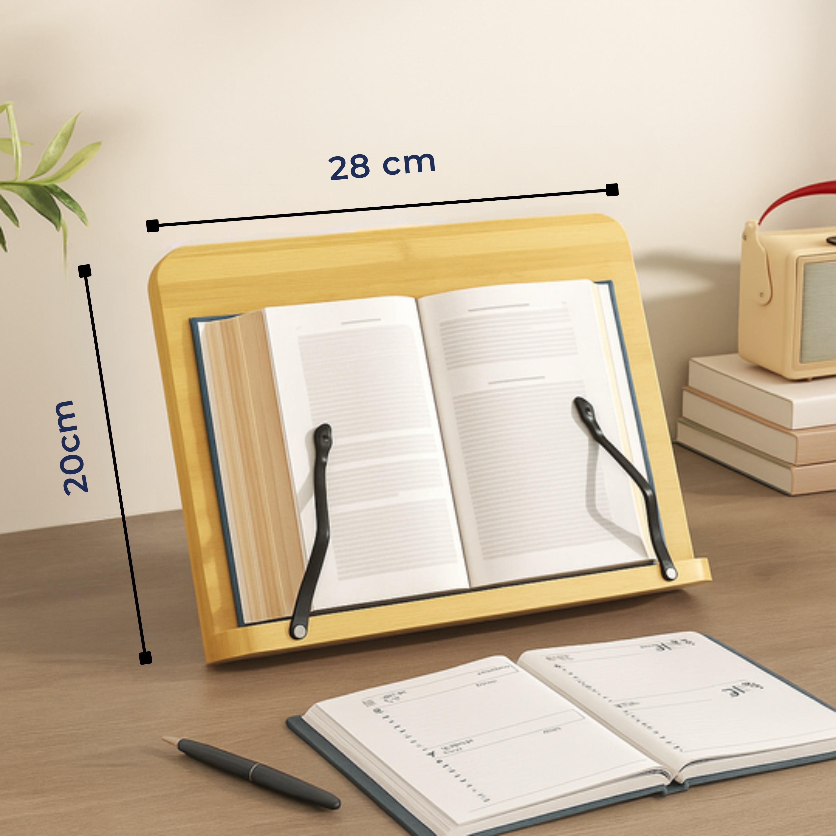 Adjustable Wooden Book Stand | Foldable Cookbook & Tablet Desk Holder