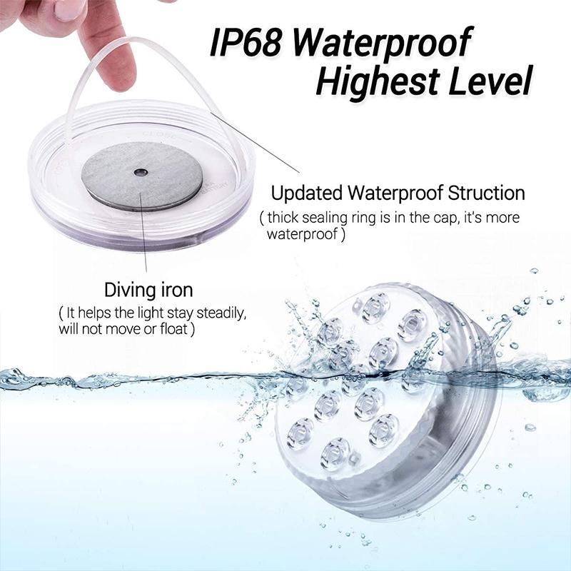 Submersible LED Pool Light | Magnetic Underwater Remote Control Lamp