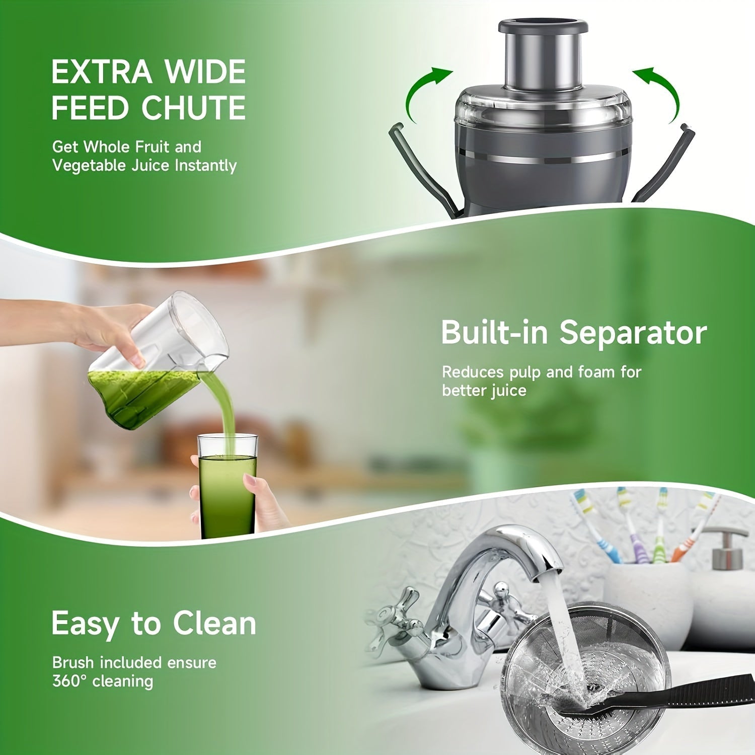 Wide Mouth Stainless Steel Juicer for Fruits and Vegetables 500W