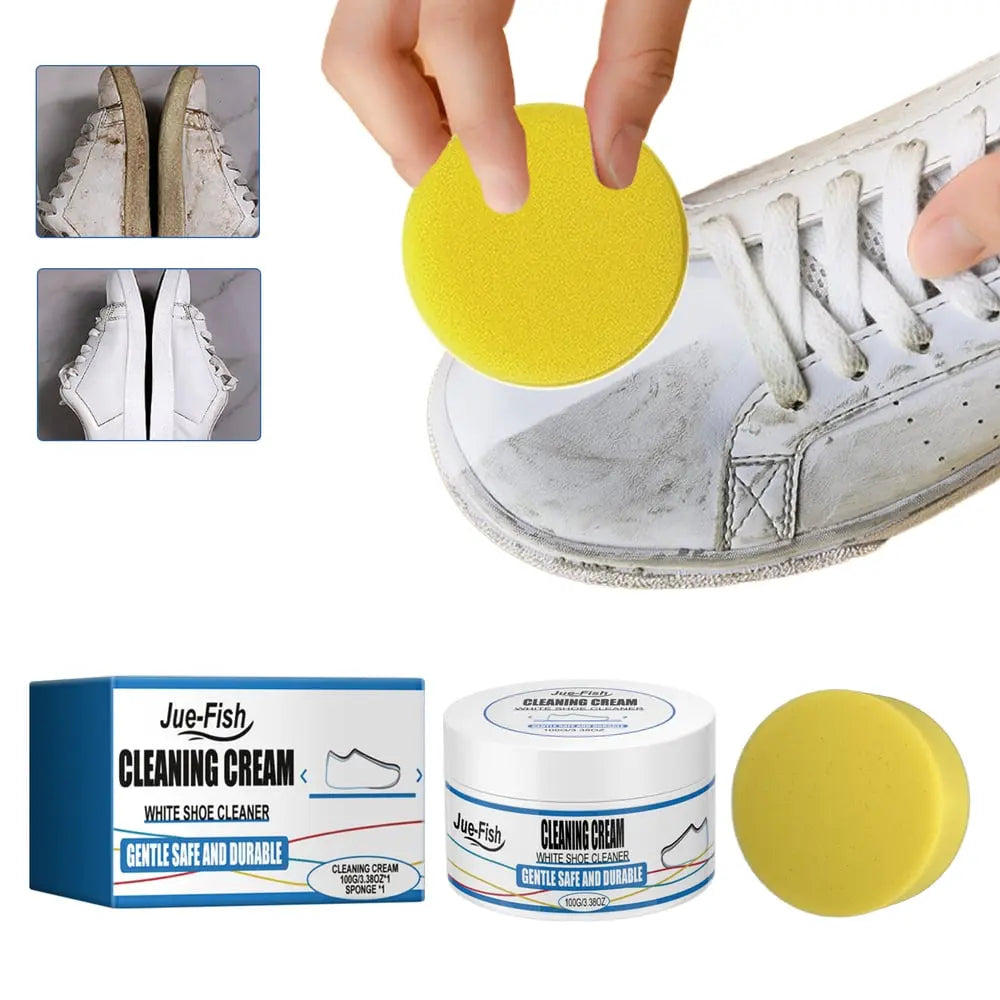 White Shoe Cleaning Cream 2-Pack – Gentle No-Water Stain Remover for Sneakers, Leather & Canvas
