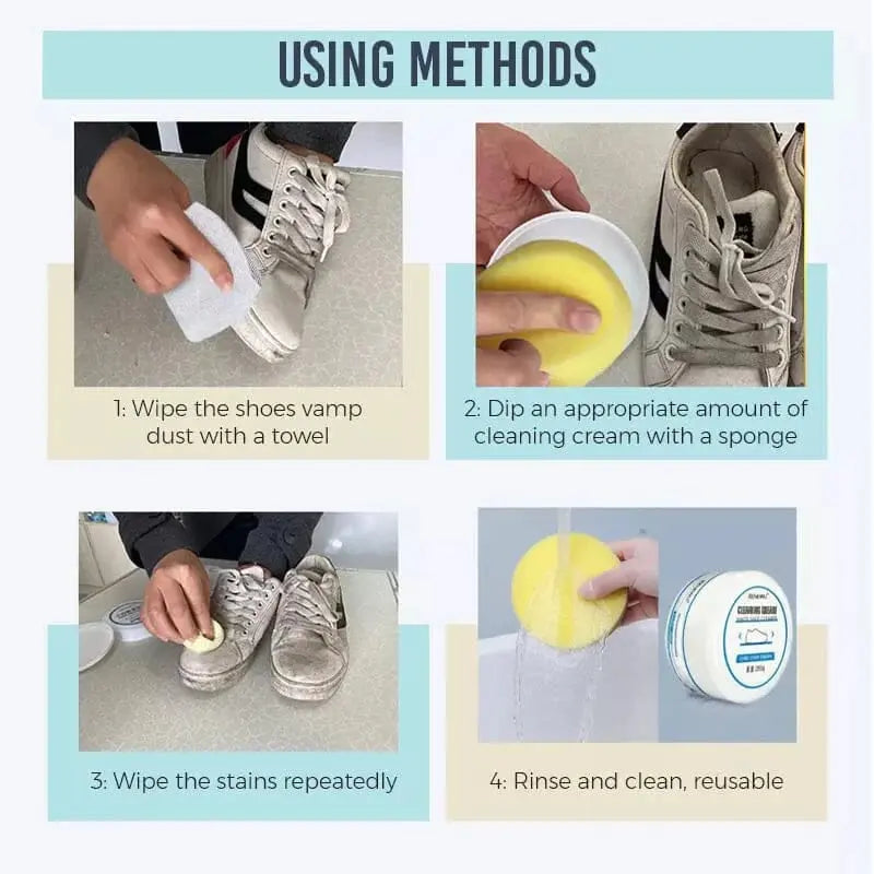 White Shoe Cleaning Cream 2-Pack – Gentle No-Water Stain Remover for Sneakers, Leather & Canvas