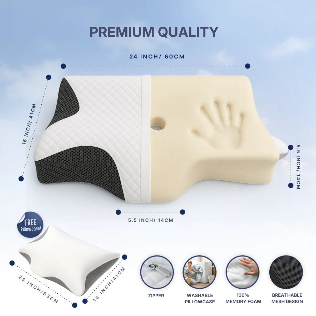 Orthopedic Cervical Pillow | Contour Memory Foam for Neck Pain