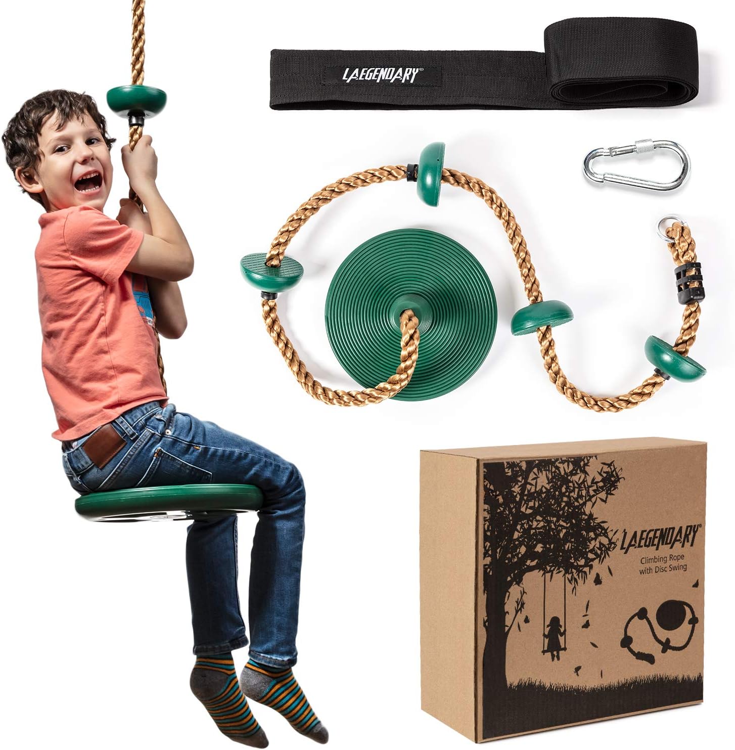 Tree Climbing Rope Swing Set | Outdoor Playset with Platforms & Foot Holds
