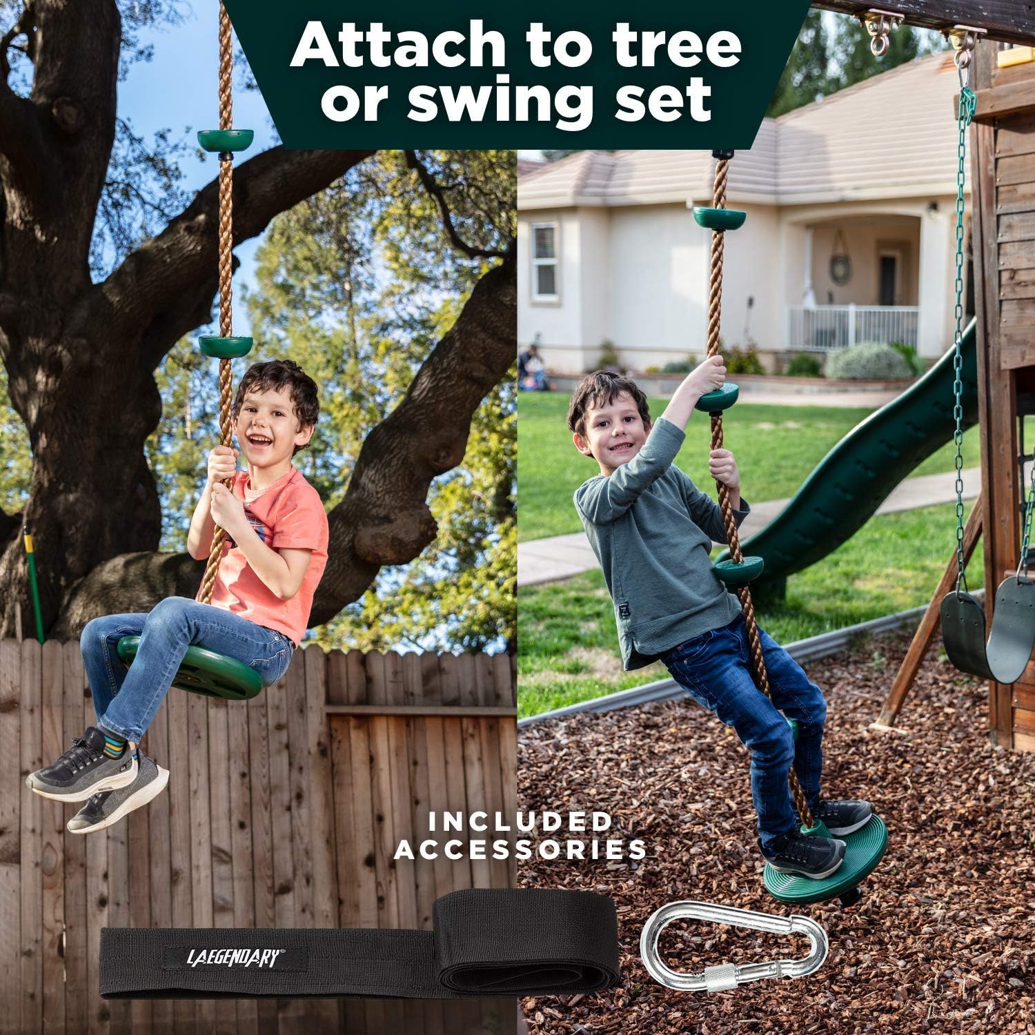 Tree Climbing Rope Swing Set | Outdoor Playset with Platforms & Foot Holds
