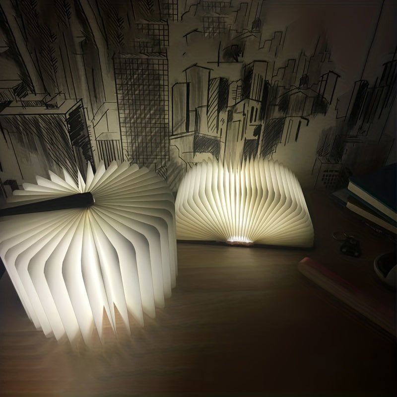 Folding Book Lamp with Rechargeable LED and Three Color Night Light