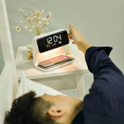 LumiCharge | 3-in-1 Touch Dimmable LED Nightstand Lamp with Wireless Charging and LCD Clock